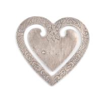 Ezüst(Ag) szív alakú könyvjelző, jelzett, 4×4 cm, nettó: 5,5 g