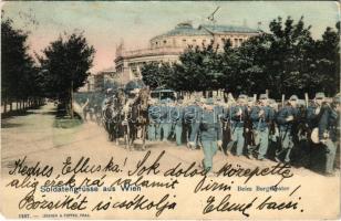 1907 Soldatengrüsse aus Wien, Beim Burgtheater. Lederer & Popper 1297. / Osztrák-magyar katonai parádé Bécsben / Austro-Hungarian military parade in Vienna (EK)