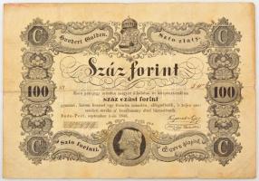 1848. 100Ft Kossuth bankó T:F kis ly. / Hungary 1848. 100 Forint Kossuth banknote C:F tiny hole Adamo G114