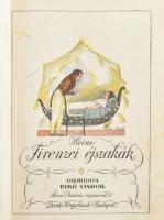 Heinrich Heine Kolligátum, 3 műből:   Firenzei éjszakák. Ford.: Bíró Sándor. Biczó András kézzel színezett illusztrációival. Bp.,[1923],Dante, 91 p. + 4 t. Számozott (12./25), Biczó András által aláírt példány.;   Schnabelewopski úr emlékei. Ford.: Bíró Sándor. Biczó András kézzel színezett illusztrációival. Bp.,[1922],Dante, 79 p.+4 t. Számozott (12./25), Biczó András által aláírt példány.;   Napoleon dobosa. Ford.: Bíró Sándor. Biczó András illusztrációival. Bp.,[1922],Dante, 111 p.+4 t. Számozatlan, de Biczó András által aláírt példány.;   Korabeli aranyozott, álbordás gerincű félbőr-kötés, bekötött borítókkal, kopott borítóval, kissé foltos lapokkal.