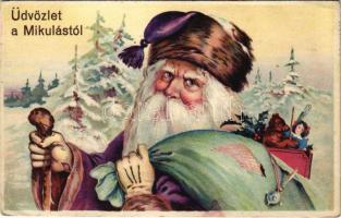 Üdvözlet a Mikulástól / Saint Nicholas greeting. litho (EK)