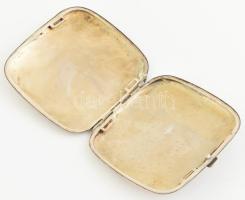 Ezüst (Ag) cigaretta tartó zománcozott magyar katonai egység zászlójával / silver cigarette box. Mar...