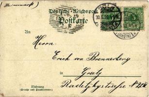 1909 Fekete kannibál főzi a fehér-ember ebédet / Black cannibal cooking the white-men lunch. Art Nou...