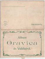 Oravica, Oravita; Album Oravica és vidékéről. Weisz Félix kiadása 9345/906. - 6-részes kinyitható képeslap: Fő utca, Zárdavilla, Kis-tó, viadukt és gőzmozdony, vonat, Kneipp féle gyógyintézet, Bányavölgy, Krassova, Zsittini viadukt, Polomhegyi sziklahasadék, Aninai Frigyes akna / 6-tiled folding greeting postcard (hajtásnál szakadt / bent til broken)