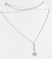 Ezüst(Ag) vékony anker nyaklánc, szíves kereszt függővel, jelzett, h: 43 cm, 2,8×1 cm, nettó: 3,4 g