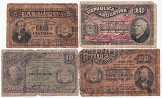 Argentína ~1883-1895. 5c-20c (4xklf) T:VG,G Argentina ~18831895. 5 Centavos - 20 Centavos (4xdiff) C:VG,G
