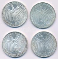 NSZK 1972. 10M Ag "Nyári Olimpiai Játékok München / Spirál" (4xklf) "D;F;G;J" ve...