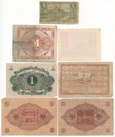 Németország 1919-1944. 7xklf bankjegy, közte Német Harmadik Birodalom / Szövetséges megszállás 1944....