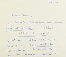 1974 Takáts Gyula (1911-2008) Kossuth-díjas költő, író, műfordító, kritikus saját kézzel írt levele ...