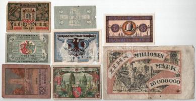 Németország / Weimari Köztársaság 1918-1923. 8xklf szükségpénz T:F,VG papírhiány, szakadások
German...