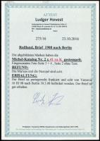 1908 Mi 41 yaK pár fordított alapnyomattal ajánlott levélen Varsóból Berlinbe / Mi 41 yaK pair with ...