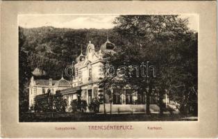 Trencsénteplic, Trencianske Teplice; Gyógyterem. Hátoldalon a fürdő reklámja / Kurhaus / spa, bath with advertisement on the backside (fa)