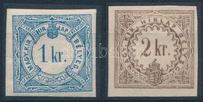 1867 Hírlapilleték bélyeg 1kr + 2kr / Newspaper duty stamp (1kr félbehajtva / folded)