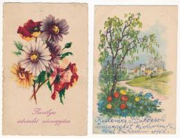 2 db RÉGI üdvözlőlap, litho / 2 pre- 1945 greetings postcards, litho
