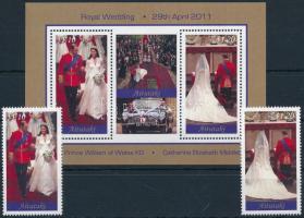 2011 Vilmos herceg és Kate Middleton esküvője blokkból kiszedett sor + blokk Mi 820-821 + Mi 90