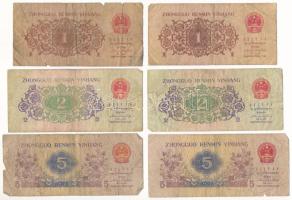 Kína 1962-1972. 1j-5j (6x) T:VG China 1962-1972. 1 Jiao - 5 Jiao (6x) C:VG