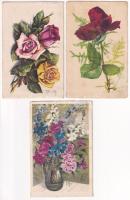 5 db MODERN rózsa motívumú üdvözlőlap vegyes minőség / 5 modern roses motive postcards, in mixed quality