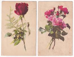 5 db MODERN rózsa motívumú üdvözlőlap vegyes minőség / 5 modern roses motive postcards, in mixed qua...