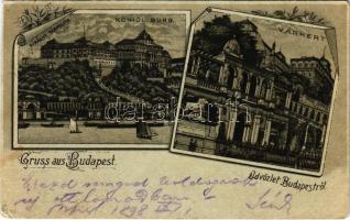 1898 (Vorläufer) Budapest I. Királyi várpalota és várkert. Art Nouveau, floral, litho (EK)