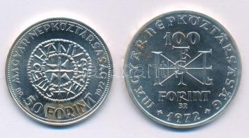 1972. 50Ft Ag + 100Ft Ag "Szent István" pár T:AU patina
Adamo EM38; EM39