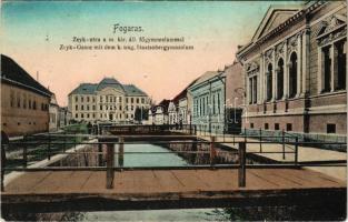 1911 Fogaras, Fagaras; Zeyk utca, M. kir. állami főgimnázium. Thierfeld Dávid kiadása / Zeyk-Gasse mit dem k. ung. Staatsobergymnasium / street view, grammar school (EB)