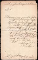 1887 Megyeri Géza, a tiszaeszlári per vizsgálója által aláírt okirat
