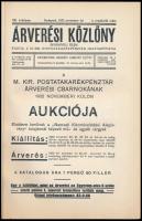 Árverési közlöny. A m. kir. postatakarékpénztár árverési csarnokának 1932. novemberi aukciója. Kiadói papírborítóval hiányzó címképpel 0