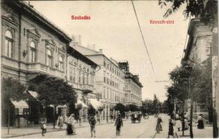 1908 Szabadka, Subotica; Kossuth Lajos utca, üzletek. Lipsitz kiadása / street view, shops