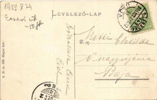 1905 Szabadka, Subotica; látkép az Otthon kávéház felől, piac, Kossuth utca, Új honvéd laktanya, Ter...