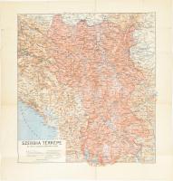1914 Szerbia területe az 1914-iki bukaresti béke utáni terület 42x45 cm Erős hajtásnyomok