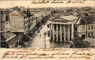1905 Szabadka, Subotica; Kossuth utca, szálloda Pest városhoz, üzletek / street view, hotel, shops