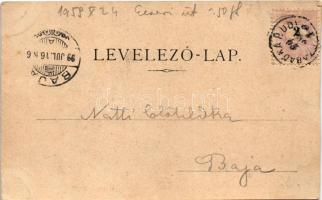 1899 (Vorläufer) Szabadka, Subotica; Kossuth utca, szálloda Pest városhoz, villamos / street view, h...