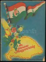 1938 Képes Vasárnap - Az ezeréves Magyarország. A Pesti Hírlap karácsonyi albuma. Irredenta kiadvány, számos fekete-fehér képpel illusztrálva, érdekes írásokkal. 100 p. Tűzött papírkötés, részben leváló borítóval, kisebb szakadásokkal.