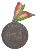 1836. "Pesti Gyep (lóversenypálya)" aranyozott bronz emlékérem füllel, trikolor szalaggal ...
