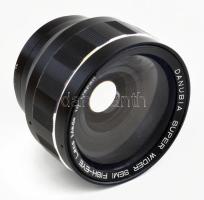 Danubia Super Wider Semi Fish-Eye Lens, japán gyártmányú, nagylátószögű előtétlencse, Ser VII 52 mm menetes + 52/49 mm menetváltó gyűrű. Kitűnő állapotban, eredeti tokjában.