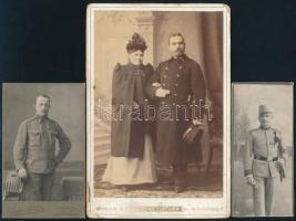 cca 1890 3 db katonai vizitkártya és kabinetfotó