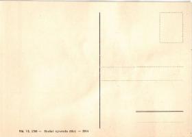 Krampusz. Bélyegekből kivágott és összeragasztott képeslap. Budai nyomda / Krampus. Made out of stam...