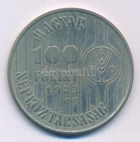 1983. 100Ft Cu-Ni "FAO - Több gabonát a világnak" hiányos műbőr tokban, tanúsítvánnyal T:B...