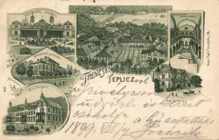 1899 Trencsénteplic with hotel and bath Litho