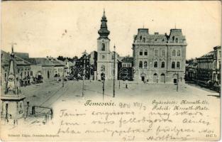 1900 Temesvár, Timisoara; Gyárváros, Kossuth tér, Kohn testvérek üzlete / square, shop (fl)