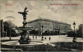1913 Pozsony, Pressburg, Bratislava; Kossuth Lajos tér, szökőkút, szálloda. Sudek Antal kiadása / square, fountain, hotel (fl)