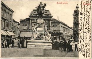 1905 Szeged, Klauzál tér, Kossuth szobor, Krausz M., Grosz Testvérek üzlete (EK)