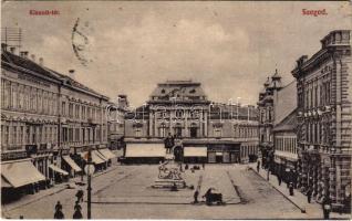 1906 Szeged, Klauzál tér, Kossuth szobor, Pósz Alajos, Krausz M., Grosz Testvérek üzlete (EK)