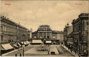 1912 Szeged, Klauzál tér, Kossuth szobor, Pósz Alajos, Krausz M., Grosz Testvérek üzlete (EK)