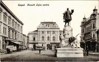 Szeged, Klauzál tér, Kossuth szobor, Pósz Alajos, Grosz Testvérek üzlete, villamos (EK)