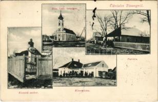 1906 Tószeg, Római katolikus templom, Parókia, Kossuth Lajos szobor, Községháza. Timon Géza kiadása (fl)