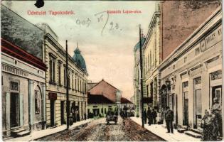 1908 Tapolca, Kossuth Lajos utca, Steiner Ferenc, Gerő Gyula, Böczy üzlete, húscsarnok, piac. Weisz József kiadása (EK)