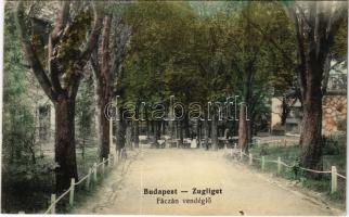 1917 Budapest XII. Zugliget, Fáczán vendéglő kerthelyisége pincérrel (EK)