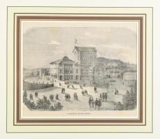 Cca. 1880-90. A bayreuthi Wágner-színház. Fametszet, papír, 19x23 cm