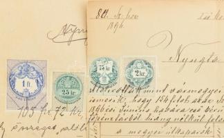 cca 1870-1900 10 klf okmány magas illetéklerovásokkal / 10 documents with high frankings